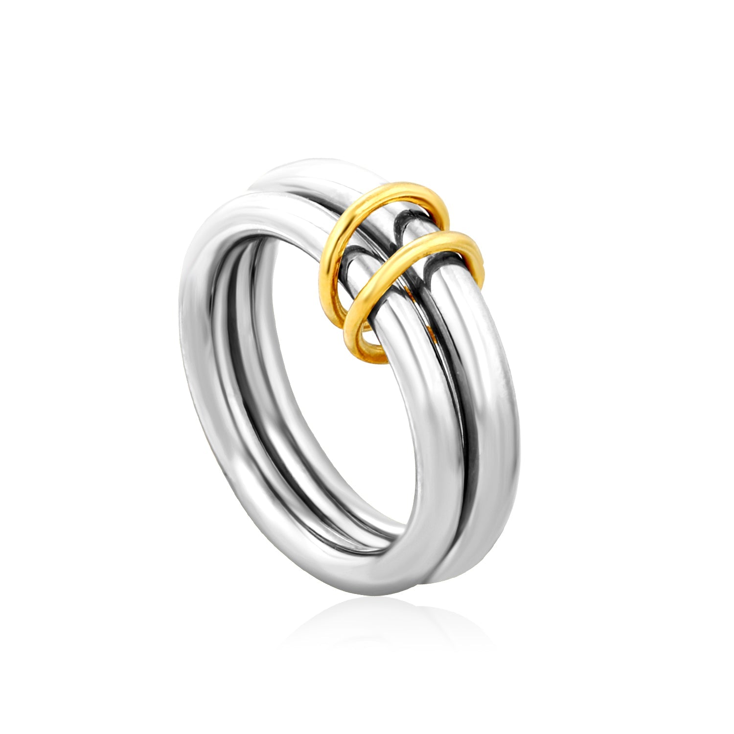 Stainless Steel & Gold - Plated Double - Loop Intertwined Rings asonjewelry